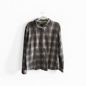 Lincoln Outfitters Relaxed Plaid Button-Down Flannel Shirt in Charcoal XL
